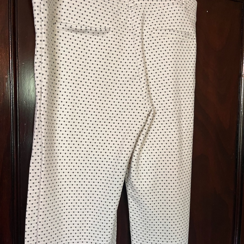 Betabrand White Houndstooth Check Stretch Boot Cut Dress Pants - Picture 6 of 11